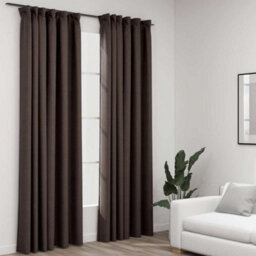Berkfield Linen-Look Blackout Curtains With Hooks 2 Pcs Taupe 140X225 Cm