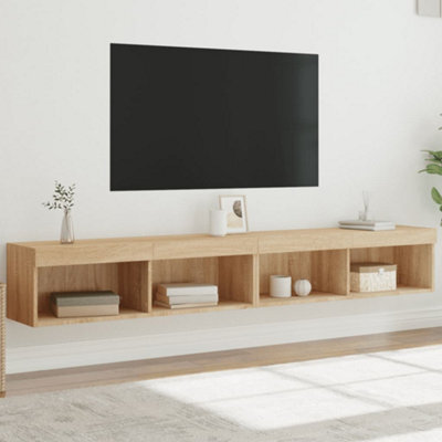 Walplus Tv Cabinets With Led Lights 2 Pcs Sonoma Oak 100X30X30 Cm - image 1