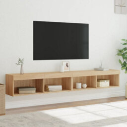 Walplus Tv Cabinets With Led Lights 2 Pcs Sonoma Oak 100X30X30 Cm - thumbnail 5