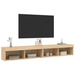 Walplus Tv Cabinets With Led Lights 2 Pcs Sonoma Oak 100X30X30 Cm - thumbnail 6