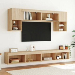 Walplus Tv Cabinets With Led Lights 2 Pcs Sonoma Oak 100X30X30 Cm - thumbnail 3