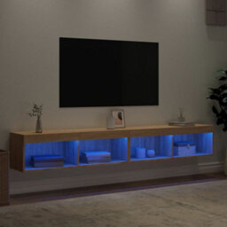 Walplus Tv Cabinets With Led Lights 2 Pcs Sonoma Oak 100X30X30 Cm - thumbnail 4