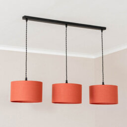 Valuelights Reni Rust Drum Shade 3 Drop Bar Matte Black Diner Ceiling Light With Led Bulbs - thumbnail 3