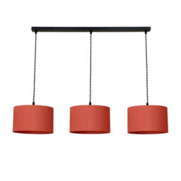 Valuelights Reni Rust Drum Shade 3 Drop Bar Matte Black Diner Ceiling Light With Led Bulbs - thumbnail 2