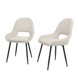 Pebble Upholstered Dining Chairs In Premium Textured Linen Set Of 2 Beige - thumbnail 5