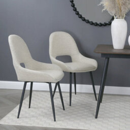 Pebble Upholstered Dining Chairs In Premium Textured Linen Set Of 2 Beige - thumbnail 2