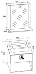 Vcm Bathroom Furniture Washbasin Lendas Anthracite / Honey Oak H. 107 X W. 60 X D. 52 Cm - thumbnail 3