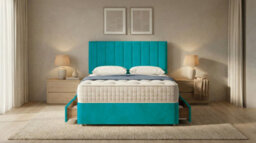 Adore Designs Portland Plush Velvet Divan Bed, Headboard & Mattress - 4Ft Small Double - Mallard - 2 Drawers Foot End - thumbnail 2