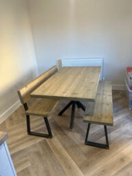 TRL Handmade Furniture Sleek & Slender Reclaimed Dining Table With Spider Leg - Grey Wash - thumbnail 2