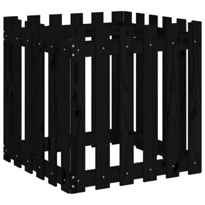 Berkfield Versatile Garden Planter With Fence Design Black 60X60X60 Cm Solid Wood Pine - image 1
