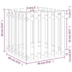Berkfield Versatile Garden Planter With Fence Design Black 60X60X60 Cm Solid Wood Pine - thumbnail 9