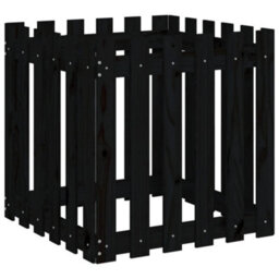 Berkfield Versatile Garden Planter With Fence Design Black 60X60X60 Cm Solid Wood Pine