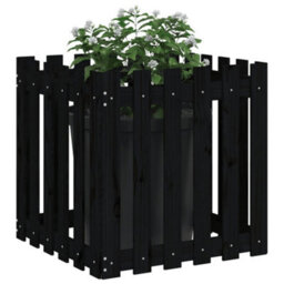 Berkfield Versatile Garden Planter With Fence Design Black 60X60X60 Cm Solid Wood Pine - thumbnail 3