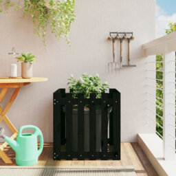 Berkfield Versatile Garden Planter With Fence Design Black 60X60X60 Cm Solid Wood Pine - thumbnail 2