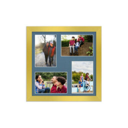 AK Frames 12X12 Gold Modern Multi Photo Frame With Pompadour Mount - Holds 4 Apertures (4X) 6X4 Photos