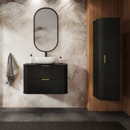 Heze Furniture Elegance Glamour Style Tall Bathroom Cabinet In Black - thumbnail 1