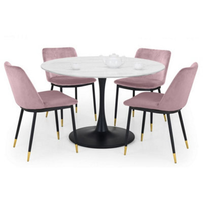 Ashfield Holland Round Pedestal Table & 4 Delaunay Pink Chairs - image 1