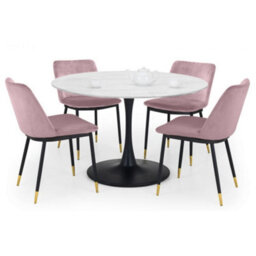 Ashfield Holland Round Pedestal Table & 4 Delaunay Pink Chairs