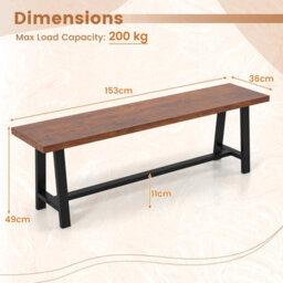 Costway 153Cm Dining Bench 3 Person Indoor Bench For Hallway Living Room - thumbnail 9