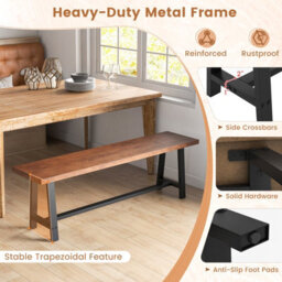Costway 153Cm Dining Bench 3 Person Indoor Bench For Hallway Living Room - thumbnail 8