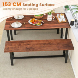 Costway 153Cm Dining Bench 3 Person Indoor Bench For Hallway Living Room - thumbnail 3
