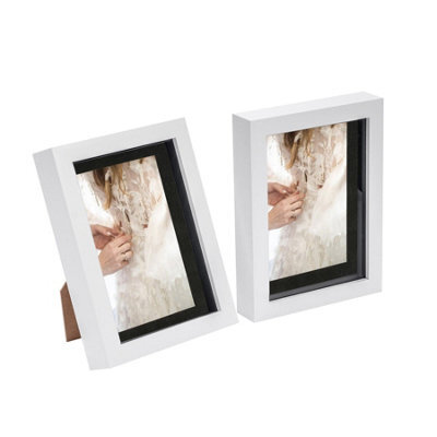 "Nicola Spring 5 X 7"" Photo Frames - White/black Mount - 3D Picture Frame Box Portrait Display Case (20 X 15.5Cm) Set Of 2" - image 1