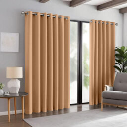 Aspire Homeware Plain Room Darkening Blackout Eyelet Curtain Pair Beige (W) 168Cm X (D)228Cm With Tie Back Pair - thumbnail 9