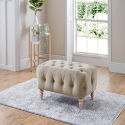 Sofas Express Tulip Beige Putty Velvet Footstool - thumbnail 1