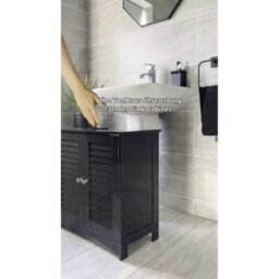 Bathroom Under Sink Cabinet  2 Door Black Under Sink Storage - thumbnail 2