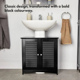 Bathroom Under Sink Cabinet  2 Door Black Under Sink Storage - thumbnail 3