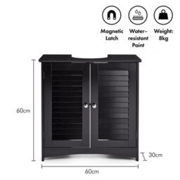 Bathroom Under Sink Cabinet  2 Door Black Under Sink Storage - thumbnail 6