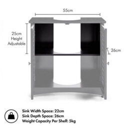 Bathroom Under Sink Cabinet  2 Door Black Under Sink Storage - thumbnail 7