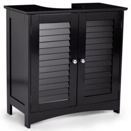 Bathroom Under Sink Cabinet  2 Door Black Under Sink Storage - thumbnail 1