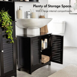 Bathroom Under Sink Cabinet  2 Door Black Under Sink Storage - thumbnail 4