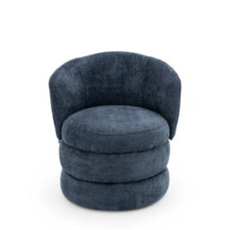Accent Swivel Chair In Blue Textured Chenille - thumbnail 3