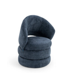 Accent Swivel Chair In Blue Textured Chenille - thumbnail 7