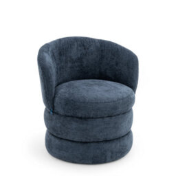 Accent Swivel Chair In Blue Textured Chenille - thumbnail 6