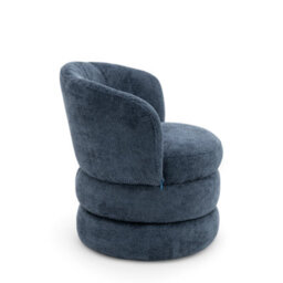 Accent Swivel Chair In Blue Textured Chenille - thumbnail 4