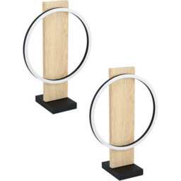 Set Of 2 Modern Table Lamps With Black And Brown Finish And White Shade