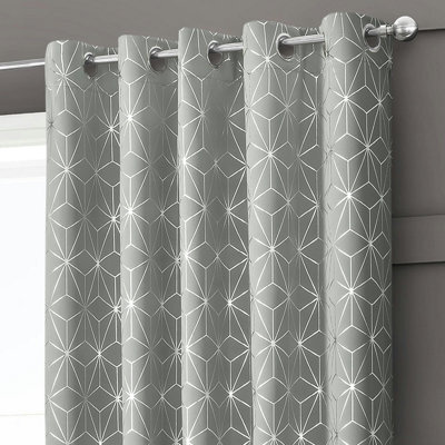 Velosso Moreno Thermal Blackout Ready Made Eyelet Curtains - Silver