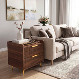 Homcom Bedside Table With 2 Drawers For Bedroom, Living Room, Walnut Brown - thumbnail 8