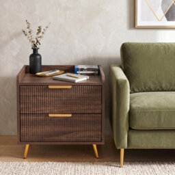Homcom Bedside Table With 2 Drawers For Bedroom, Living Room, Walnut Brown - thumbnail 2