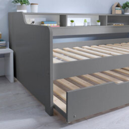 Save On Goods UK 3Ft Single Grey,wood,guest Bed Trundle Frame,bed Underneath,overnighter. Roll Out Under Bed Twin Bed - thumbnail 2