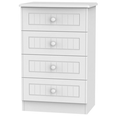 Vittoria Ready Assembled Matt White No Effect 4 Drawer Midi Chest (H)885mm (W)580mm (D)415mm - image 1