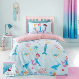 Catherine Lansfield Bedding Mermaid Reversible Duvet Cover Set With Pillowcase Blue - thumbnail 1