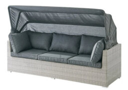 Home Detail Rattan Garden Daybed Lounge Set With Canopy & Coffee Table, Grey - thumbnail 2