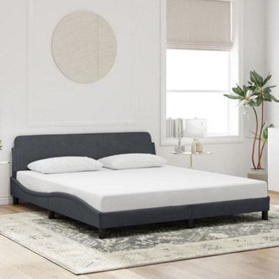 Berkfield Bed Frame Without Mattress Dark Grey 180X200 Cm Super King Velvet - image 1