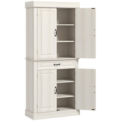 Wyld Haus Tokeri Tall Cream White Pantry Cabinet 4 Doors 2 Three-Tier Cabinets And Drawer 80W X 35D X 180H Cm - image 1