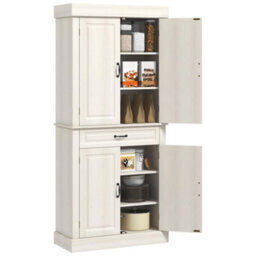 Wyld Haus Tokeri Tall Cream White Pantry Cabinet 4 Doors 2 Three-Tier Cabinets And Drawer 80W X 35D X 180H Cm - thumbnail 9