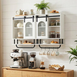 3-Tier Storage Bathroom Wall Cabinet Industrial Design With Towel Rack White - thumbnail 4